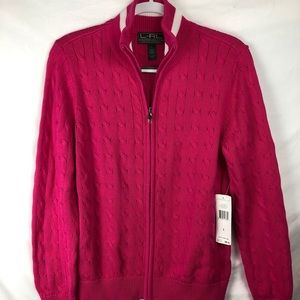 Hot Pink Ralph Lauren Zip Cardigan Sweater